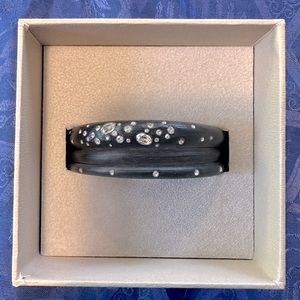 Set of 3 gray lucite bracelets with rhinestones by Alexis Bittar